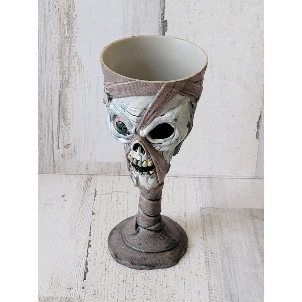 Plastic zombie mummy wine‎ glass cup Halloween eyeball skeleton